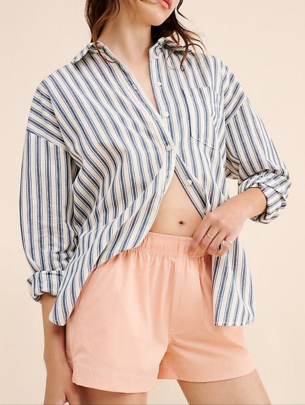 Anthropologie Peach Athletic Running Shorts with Elastic Waistband